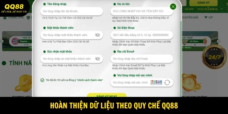 Hoàn thiện dữ liệu theo quy chế QQ88
